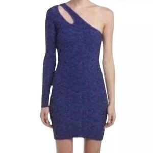 Bcbgeneration One Shoulder Bodycon‎ Mini Dress Blue S NWT